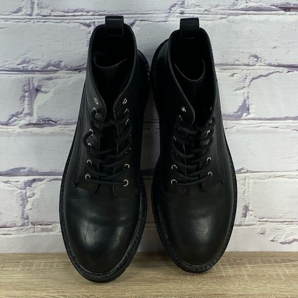 Rag & Bone Cannon Black Leather Combat Ankle Boots Women's EU 39 US 9 Lug Sole - Picture 6 of 8